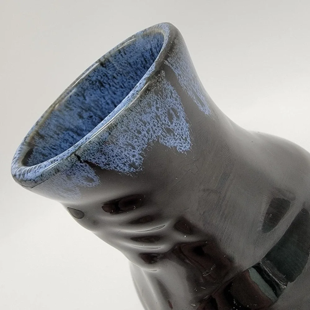 Vintage 1940 Van Briggle Art Pottery Blue Drip Glaze Coneflower Vase 4